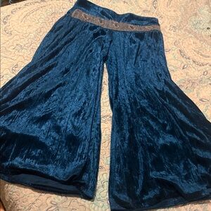 Rave Blue Velvet Wide Leg Pants